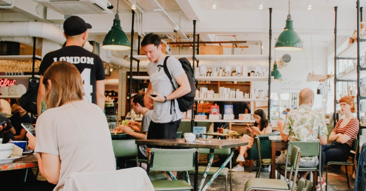 Bustling and busy cafe restaurant 